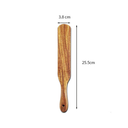 Acacia Teak Wood Long-Handled Cooking Spatula Set