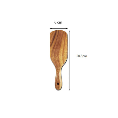 Acacia Teak Wood Long-Handled Cooking Spatula Set