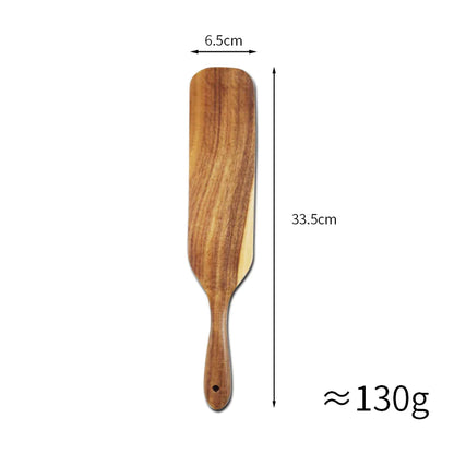 Acacia Teak Wood Long-Handled Cooking Spatula Set