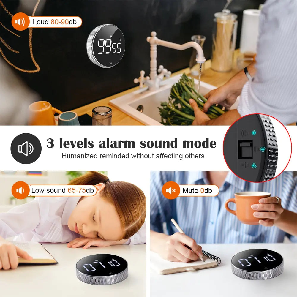 CookAlert Pro Magnetic Electronic Cooking Countdown Clock LED Mechanical Remind Alarm